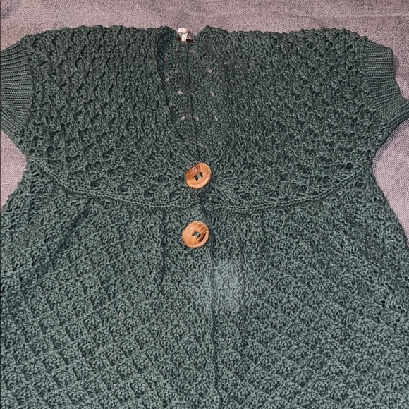 Free People Green Knit Cardigan with Wooden Buttons. Size M. Like new. - Picture 3 of 6